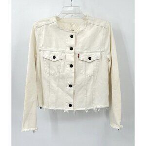LEVIS ALTERED TRUCKER JACKET zipper detail frayed edges reimagined ivory S